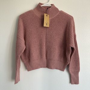 nwt knot sisters shimmery dusty rose pink mock neck sweater